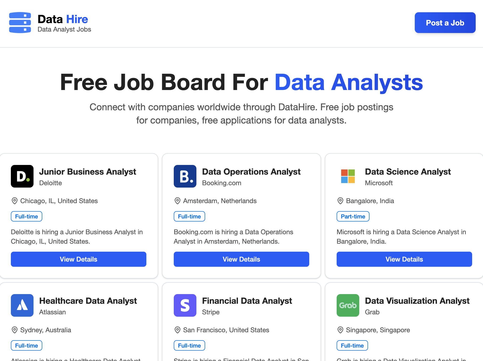 Job board screenshot